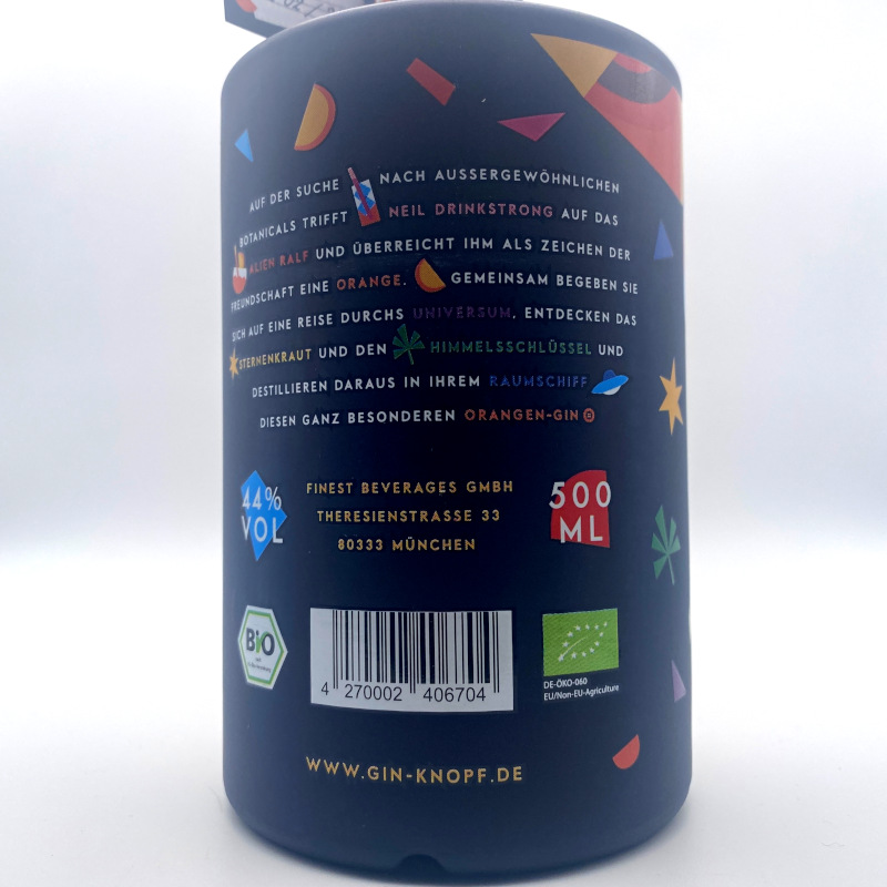 Gin Knopf , 44 % vol. Miniatur, 0,05 ltr. – Bild 2