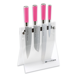 F. Dick Acrylmesserblock “4 Knives”bestückt mit Pink Spirit Messern