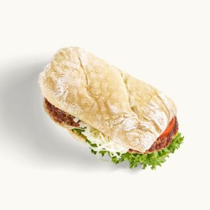 Dinkel Rustico mit Fleischküchle und Krautsalat